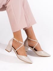 Amiatex Komfortní sandály dámské hnědé na širokém podpatku + Ponožky Gatta Calzino Strech, odstíny hnědé a béžové, 36