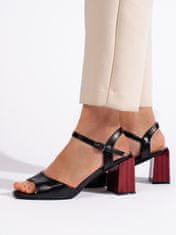 Amiatex Exkluzívní dámské černé sandály na širokém podpatku, černé, 40