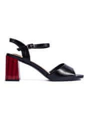 Amiatex Exkluzívní dámské černé sandály na širokém podpatku, černé, 40
