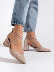 Amiatex Trendy sandály dámské hnědé na širokém podpatku, odstíny hnědé a béžové, 40