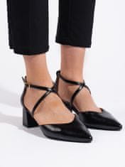 Amiatex Stylové černé sandály dámské na širokém podpatku, černé, 39