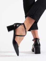 Amiatex Stylové černé sandály dámské na širokém podpatku, černé, 39