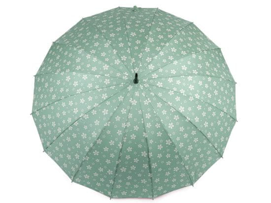 Dámský vystřelovací deštník květy - zelená pastelová sv.