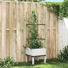 Vidaxl Zahradní truhlík s treláží bílý 40 x 40 x 142,5 cm PP