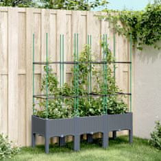 Vidaxl Zahradní truhlík s treláží šedý 120 x 40 x 142,5 cm PP