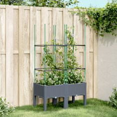 Vidaxl Zahradní truhlík s treláží šedý 80 x 40 x 142,5 cm PP