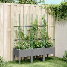 Vidaxl Zahradní truhlík s treláží světle šedý 120 x 40 x 142,5 cm PP