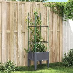 Vidaxl Zahradní truhlík s treláží šedý 40 x 40 x 142,5 cm PP