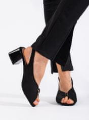 Amiatex Luxusní dámské sandály černé na širokém podpatku, černé, 36