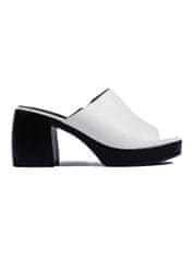 Amiatex Trendy dámské nazouváky bílé na širokém podpatku, bílé, 37