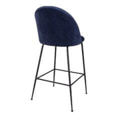 House Nordic Barová židle ze sametu, modrá s černými nohami, HN1205