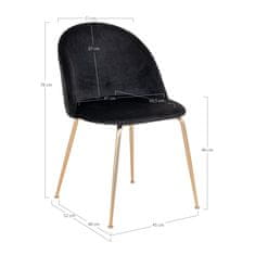 House Nordic Jídelní židle v sametové barvě, černá s mosaznými nohami, HN1207
