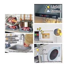 dřevěná kuchyňka XXL interaktivní růžová s pračkou a ledničkou