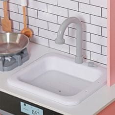 Derrson dřevěná kuchyňka XXL interaktivní růžová s pračkou a ledničkou