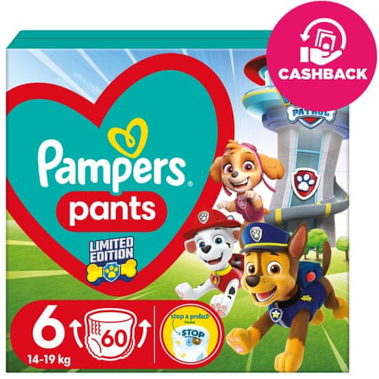 Pampers Pleny kalhotkové Active Baby Pants Paw Patrol vel. 6 (14-19 kg) 60 ks