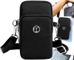 Camerazar Přes rameno taška pro chytré telefony, černá, voděodolná syntetika, 12x17.5x7 cm