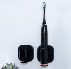 Camerazar Univerzální nástěnný držák pro elektrický zubní kartáček, matný černý, odolný plast, 7,3 cm x 7 cm
