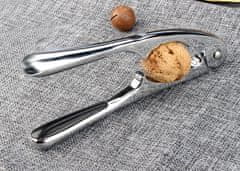 Camerazar Robustní ocelový louskáček na ořechy s pogumovanými rukojeťmi, nerezová ocel, délka 17,5 cm