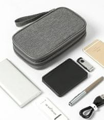 Camerazar Organizér na telefon a USB nabíječku, šedý, polyester Oxford 300D, 21x13x5 cm