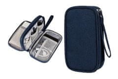 Camerazar Cestovní Organizér pro Telefon a USB Nabíječku, Tmavě Modrý, Polyester 300D Oxford, 21x13x5 cm