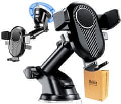 Camerazar Teleskopický držák telefonu do auta, černý, s nastavitelným ramenem a otáčením 360°, pro telefony 4-7,5 palců