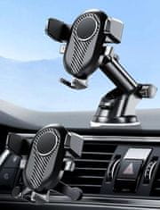 Camerazar Teleskopický držák telefonu do auta, černý, s nastavitelným ramenem a otáčením 360°, pro telefony 4-7,5 palců