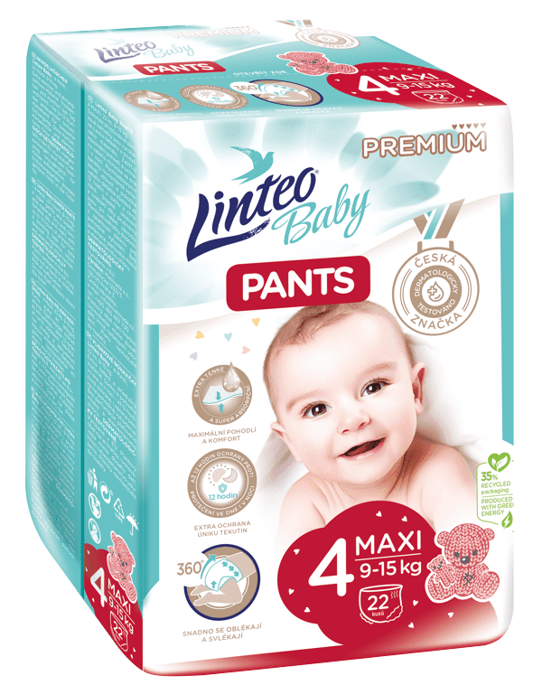 LINTEO Baby Pants 4 Maxi Premium 9-15 kg 22 ks