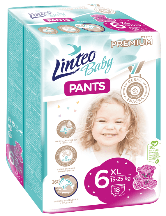 LINTEO Baby Pants 6 XL Premium 15-25 kg 18 ks