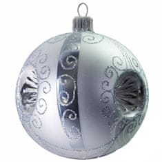 Decor By Glassor Vánoční koule stříbrná píchaná (Velikost: 6)