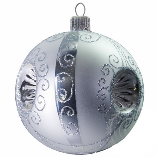 Decor By Glassor Vánoční koule stříbrná píchaná (Velikost: 8)