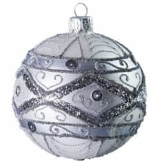 Decor By Glassor Vánoční koule stříbrná zdobená (Velikost: 8)
