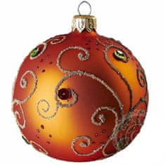 Decor By Glassor Vánoční koule oranžová kamínky (Velikost: 10)