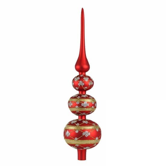 Decor By Glassor Vánoční špice červená se stříbrým a zlatým dekorem