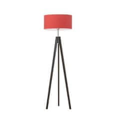 LYSNE.PL Moderní dřevěná stojací lampa, lampa do obývacího pokoje, osvětlení, E27, 60W, stativ, HAITI, ebenový rám, červená