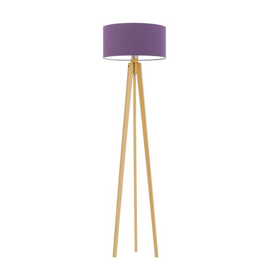 LYSNE.PL Designová dřevěná stojací lampa, osvětlení ložnice, stojací lampa s nožním spínačem, MIAMI, dub