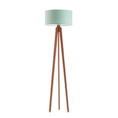 LYSNE.PL Dřevěná stojací lampa se stínítkem v moderním stylu, dřevěný vazník, E27, nožní spínač, MIAMI, mahagon, světle zelená
