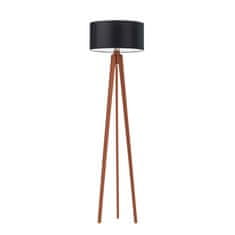 LYSNE.PL Dřevěná stojací lampa se stínítkem v moderním stylu, dřevěný vazník, E27, nožní spínač, MIAMI, mahagon, černá