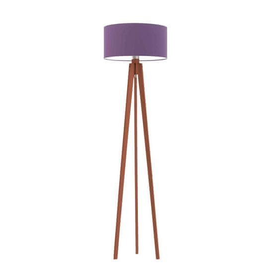 LYSNE.PL Dřevěná stojací lampa se stínítkem v moderním stylu, dřevěný vazník, E27, nožní spínač, MIAMI, mahagon