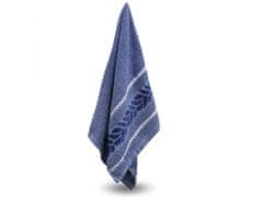 sarcia.eu Modrý bavlněný ručník s ozdobnou výšivkou, listy 48x100 cm x1
