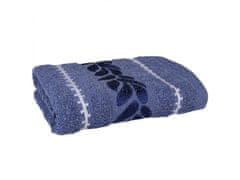 sarcia.eu Modrý bavlněný ručník s ozdobnou výšivkou, listy osušky 70x135 cm x1