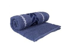 sarcia.eu Modrý bavlněný ručník s ozdobnou výšivkou, listy osušky 70x135 cm x1