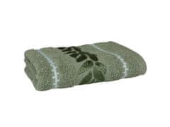 sarcia.eu Zelený bavlněný ručník s ozdobnou výšivkou, listy osušky 70x135 cm x1