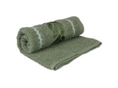 sarcia.eu Zelený bavlněný ručník s ozdobnou výšivkou, listy 48x100 cm x1