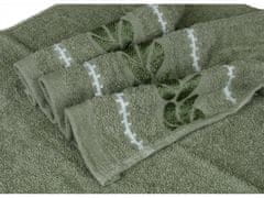 sarcia.eu Zelený bavlněný ručník s ozdobnou výšivkou, listy 48x100 cm x1