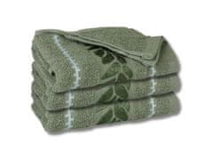 sarcia.eu Zelený bavlněný ručník s ozdobnou výšivkou, listy osušky 70x135 cm x3