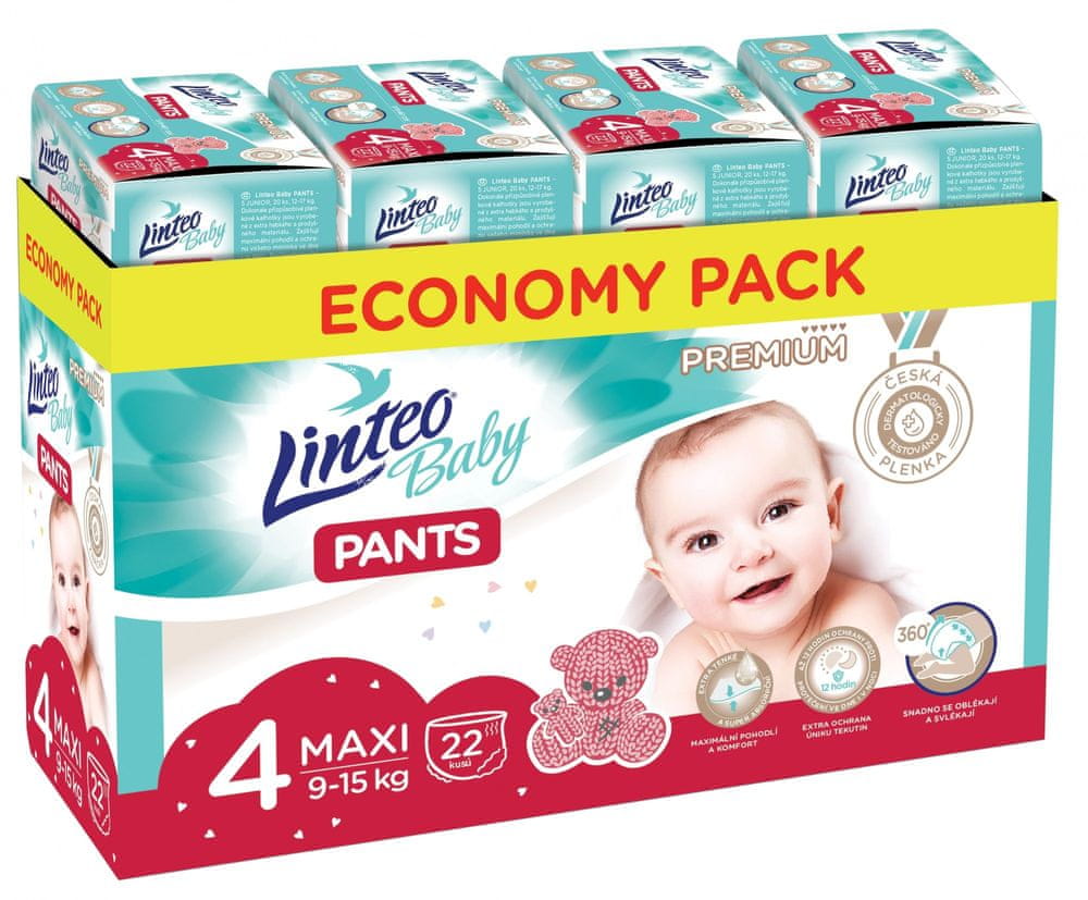 Levně LINTEO Baby Pants 4 Maxi Premium 9-15 kg 88 ks