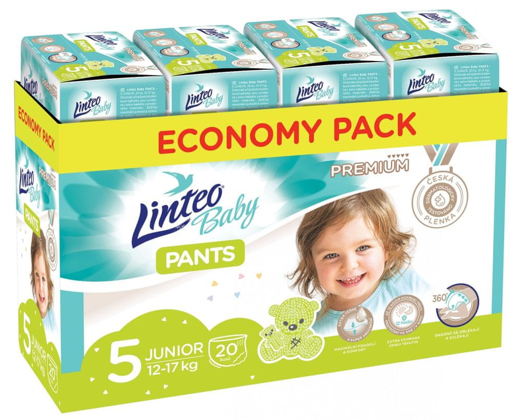 Levně LINTEO Baby Pants 5 Junior Premium 12-17 kg 80 ks