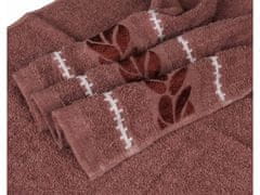 sarcia.eu Korálový bavlněný ručník s ozdobnou výšivkou, listy 48x100 cm x1