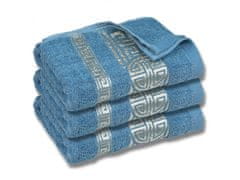 sarcia.eu Modrý bavlněný ručník s ozdobnou výšivkou, osuška, egyptský vzor 70x135 cm x3