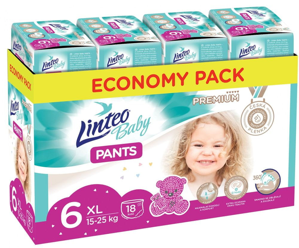 Levně LINTEO Baby Pants 6 XL Premium 15-25 kg 72 ks